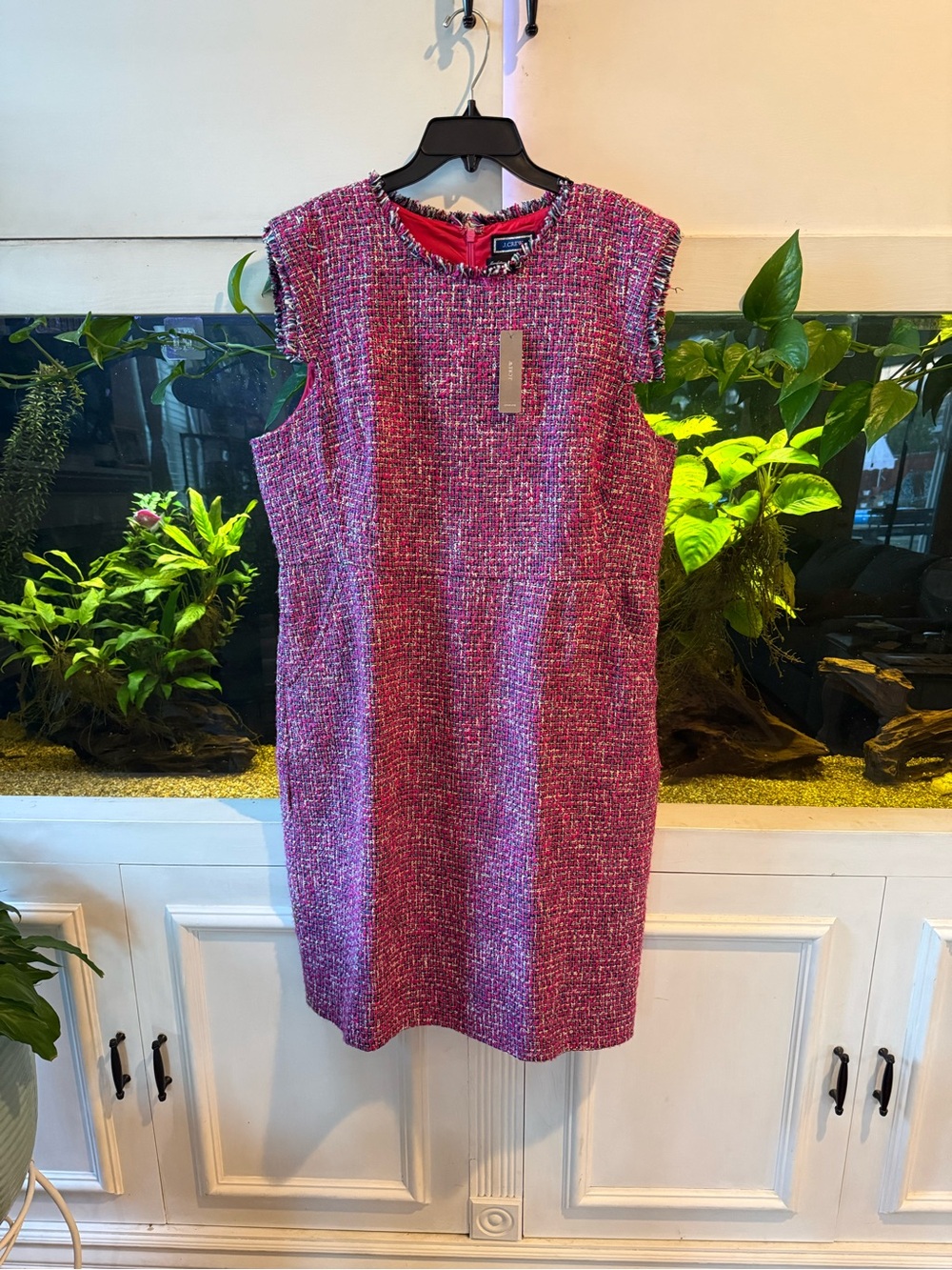 J. Crew Pink Tweed Cap-Sleeve Shift Dress size18